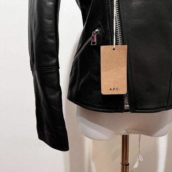 NWT APC FLORENCE BLACK LEATHER JACKET - 34 (XS) - Picture 9 of 16